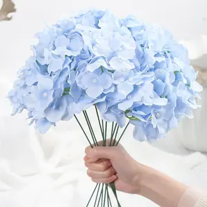 Hydrangea Artificial Flowers - Faux Hydrangeas Flowers Heads with Stems Real Touch for Home Wedding Party Table Decor(Pack of 10)