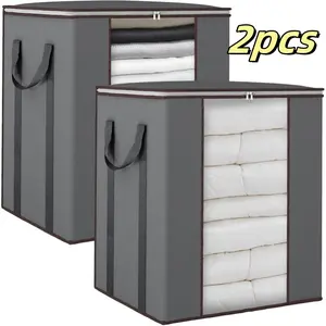 Extra Large Blanket Storage Bags 120L 2 Pack Comforter Storage Bags with Reinforced Handles Breathable Clothes Storage Containers for King Comforter Bedding Pillow Sheet Grey Organiser