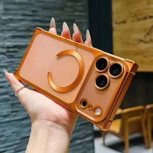 2026 New Luxury For Square Matte Transparent Protective Case For iPhone 17/16/15/14/13/Pro Max/Pro/Plus Magnetic Plating Camera Film Protector Cover