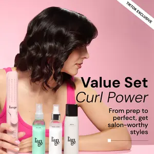 L'ANGE HAIR -  Curl Power Value Set - Le Duo 2-in-1 360° Airflow Curling Iron, Salt + Séa Texturizing Spray 4oz, Thermal Magique Heat & Humidity Tamer 4oz, Déjà Vu Dry Shampoo 3oz Hair Styling Tools Titanium