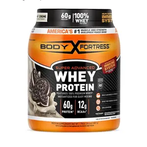 Super Advanced Whey Protein Powder, Cookies N’ Creme, 60g Protein & 12g BCAAs Per 2 Scoops, Muscle Gain & Recovery, Immune Support with Vitamins C & D, 1.78lbs