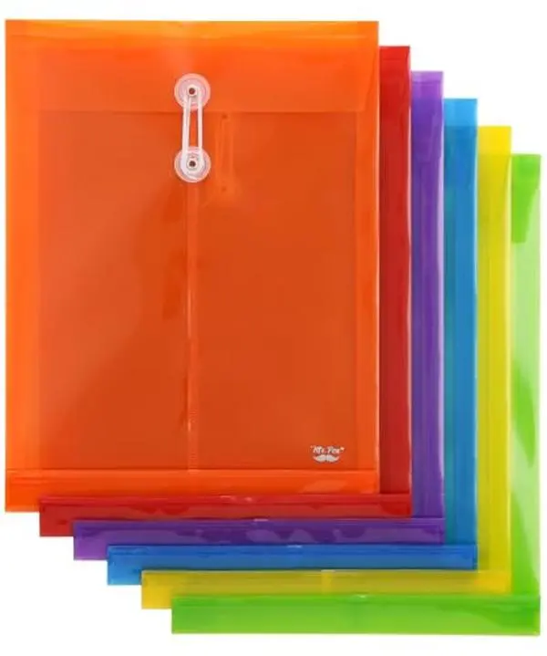 6-Pack Translucent Polyplastic Document Envelopes with String Tie Closure, Expandable Letter/A4 File Folders for School/Office Use, Document Hold Solution