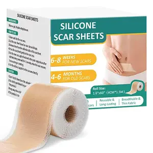 Silicone Scar Sheets (1.6”x60 Roll) Tape for Scar Removal Treatment, C-Section, Keloid, Burn, Acne, Surgical Scars Silicone.