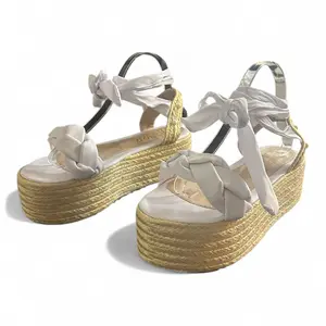 YRMODA Women's Elegant Minimalist Roman Jute Wedge Sandals - Braided Open-Toe, 5cm Comfortable Heels for All-Day Wear, Elegant Minimalist Sandals