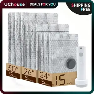 [2026 Upgraded] Cordless Travel Vacuum Bag Set - 9/15/ Pac Compression Bags for Carry-On Suitcases - USB Rechargeable Handheld Pump with Built-In Battery - Space Saver for Clothes & Packing, Zipper Pouches Durable, Lightweight Organizer Fitting Cover