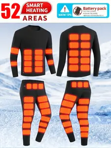 Power bank not included, only the set sold.Unisex inner smart heating set with 52 heating zones: crew neck long-sleeve top + high-elastic waist pants.Heating works only when connected to a power bank.