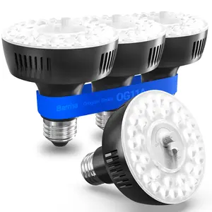 Barrina Orbgrow OG11A Grow Light Bulbs for Indoor Plants, Integrated Dimming & Timing, 5000K 44W(4 x 11W, 400 Watt Equiv), E26 Plant Light Bulb, Full Spectrum for Seeds and Greens, 4 Packs, Black