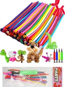 10-Piece Latex Long Twisting Balloons Kit with Hand Pump, Festive Party Decor Balloon Set