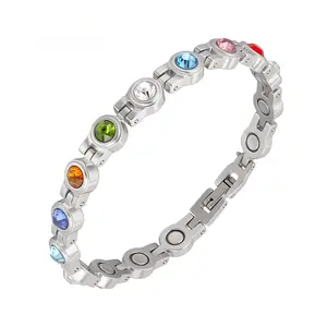 Nandudu Women's Copper Magnetic Bracelet - Dainty Sparkling Crystal Bracelet, Artificial Gemstone Jewelry Gift for Women, Crystal Bracelets