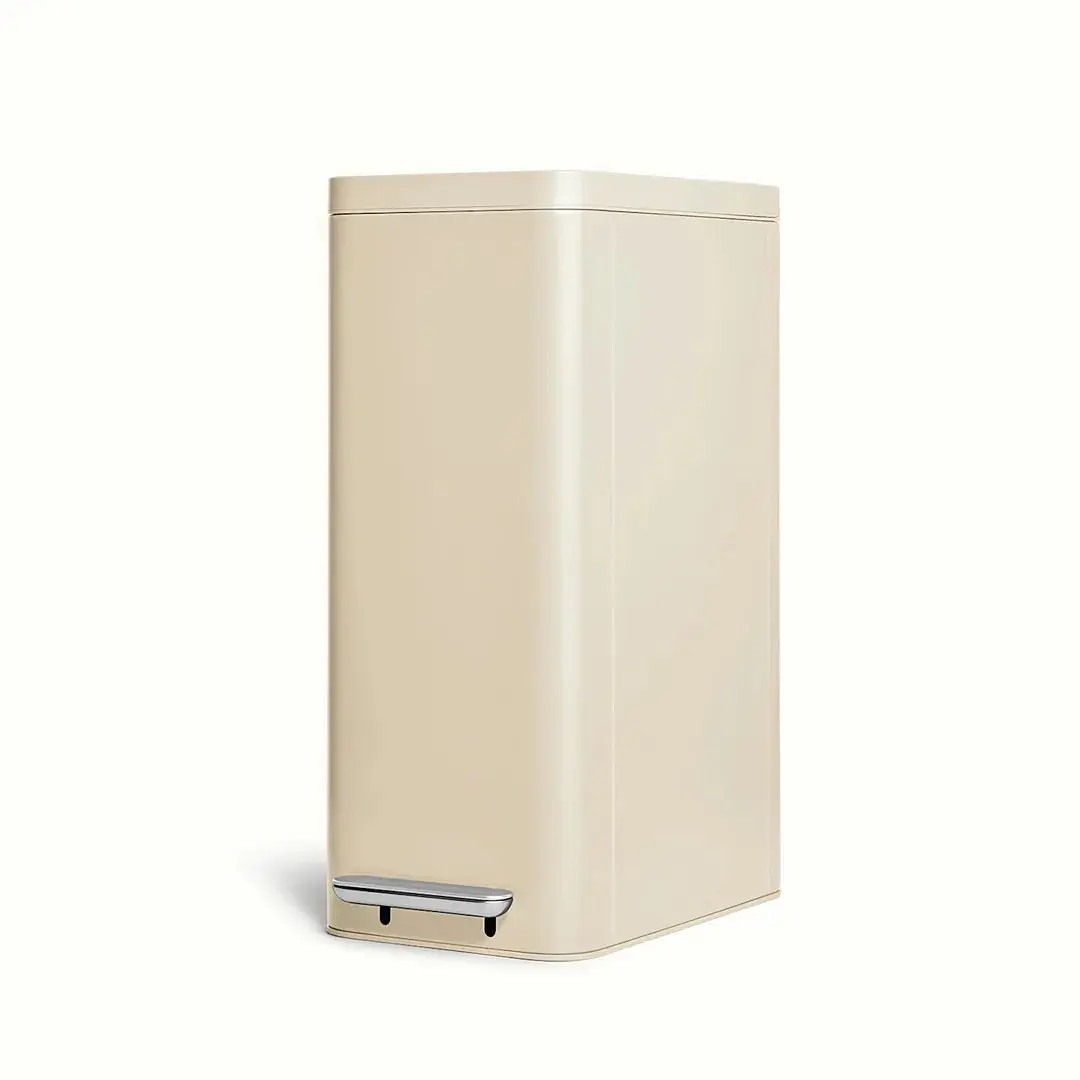 45L Slim Step Trash Can - Cream