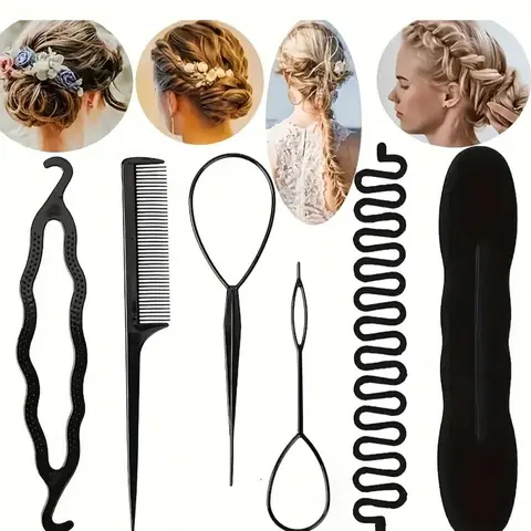 6pcs Hair Braiding Tool, Braider Tool, Diy Hair Design Styling Tool Kit Updo Ponytail Maker Accessories Hair Braid Kit Set, Hair Styling Tools