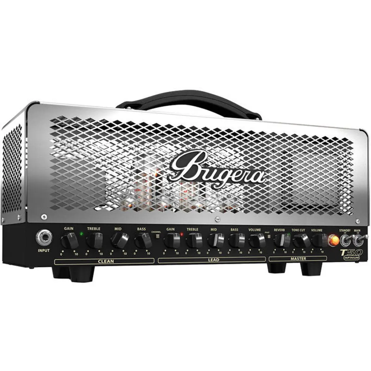Bugera T50 Infinium 50W Cage-Style 2-Channel Tube Amplifier Head with Infinium Tube Life Multiplier, Multi-Class A/AB Operation and Reverb