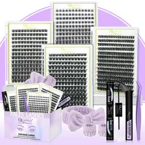 Eyelash Extension Kit, Eyelash Set, 1 Box Individual False Eyelashes with Eyelash Glue & Remover & Tweezers & Headband & Wristband, Eye Makeup Enhancement Tool for Women, Cosmetic