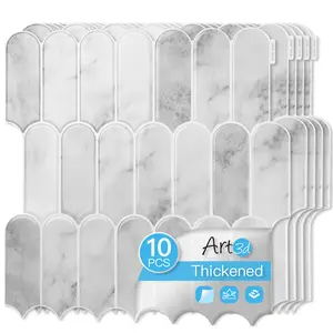 Art3d 10-Pack 12"x12" Peel & Stick Backsplash,Thicker Design Vinyl Tiles, Strong Hold & Leaves No Residue for Kitchen & Bathroom Decor