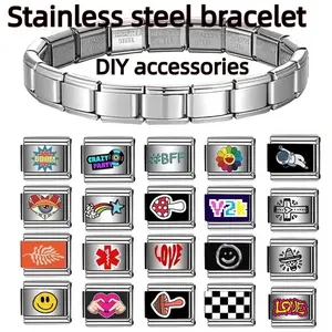 Stainless steel bracelet DIY accessories can be freely combined with Italian buckle bracelet straps and colorful modules to assemble the bracelet.