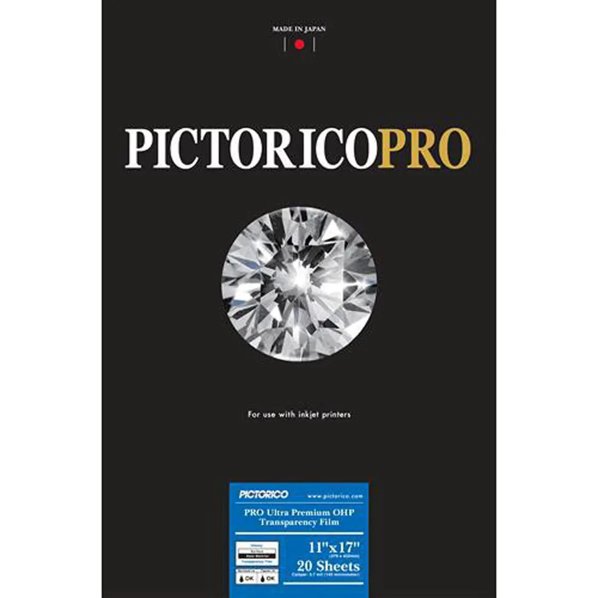 Pictorico TPS100 Ultra Premium Transparency Inkjet Film for Overhead Projectors - 184gsm, 5.7mil, 11x17in, 20 Sheets, Compatible with Inkjet Printers