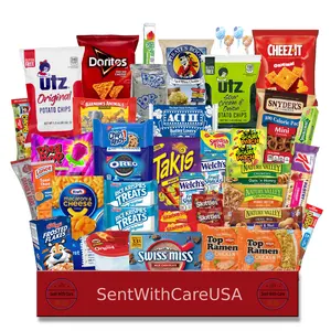Large Snack Box Care Package – American Candy, Chips & Treats Gift Basket - College Care Package Snack Basket - SentWithCareUSA