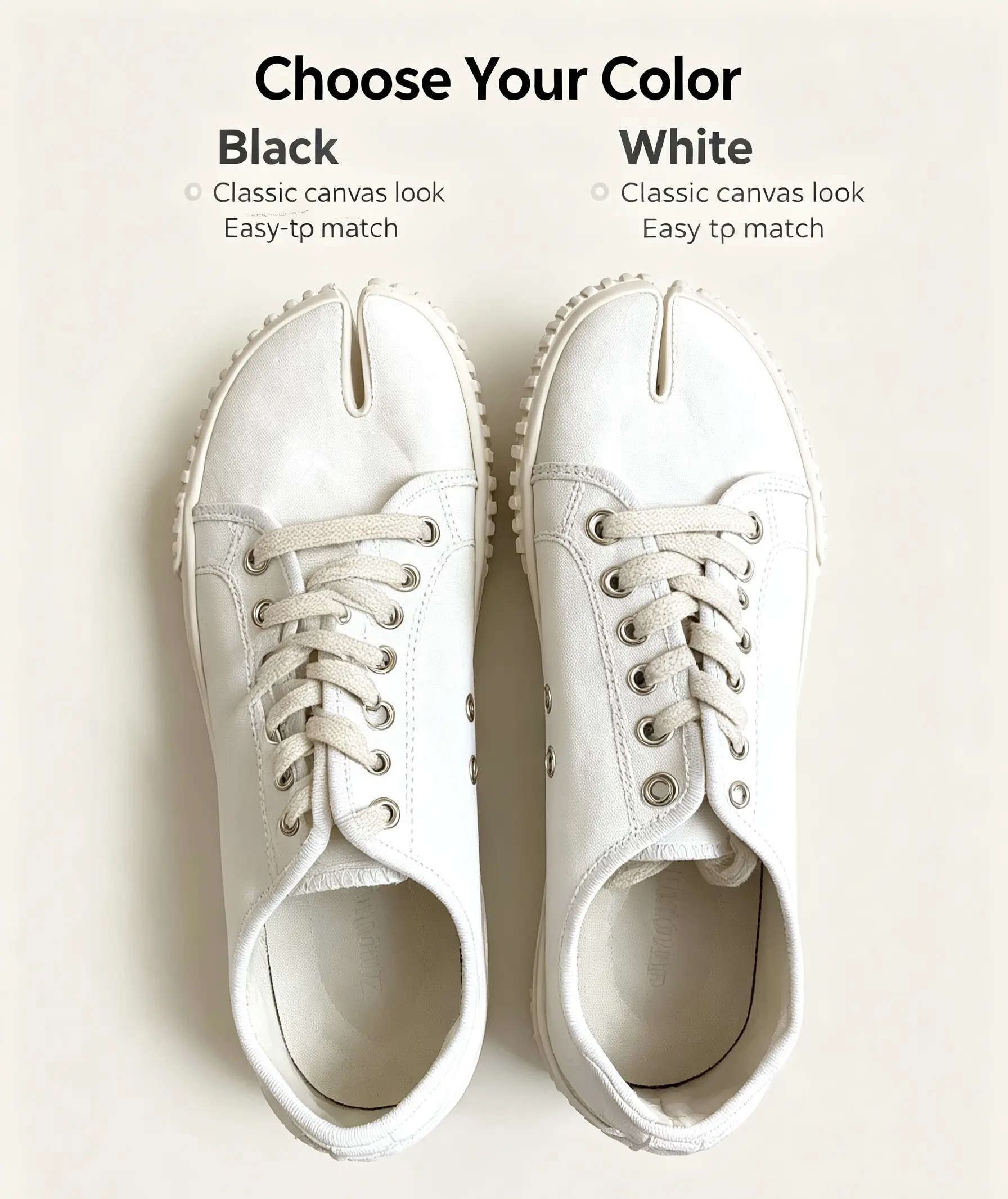 Women's Tabi Split-Toe Canvas Biscuit Flats - Low-Top Ankle Casual Trainers with Lightweight Breathable Upper, Durable Sole, Round Toe, Easy to Pair with Dresses/Pants for Daily Commuting, Weekend Outings