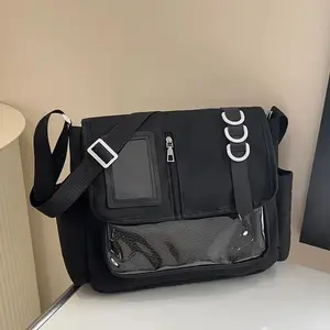 Y2K Japanese Harajuku School Bags for Girls New Transparent Itabag Shoulder Crossbody Bag DIY Badges Display Plate Ita Bag