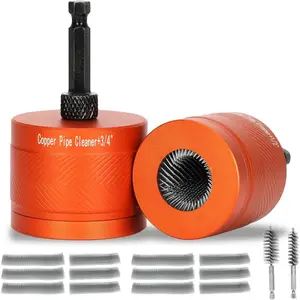 1/2" & 3/4" Copper Pipe Cleaner Set, Featuring 6 Replaceable Brush Cloths and 2 Pipe Brushes,is Designed for Rust, Stains, and polishing on Copper Pipe