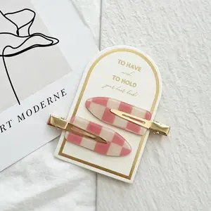Crease Free Checkered Hair Clips Fashion Accessories Trendy Casual