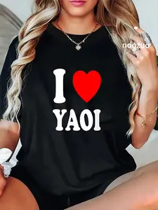 100% Cotton Unisex I Heart (Love) Yaoi Manga Japanese Artwork Art Illustration T-Shirt