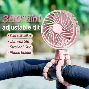 Portable Octopus Fan, Adjustable Tripod, Handheld Foldable, USB Rechargeable LED Night Light, Quiet Three-Speed, Ideal Gift