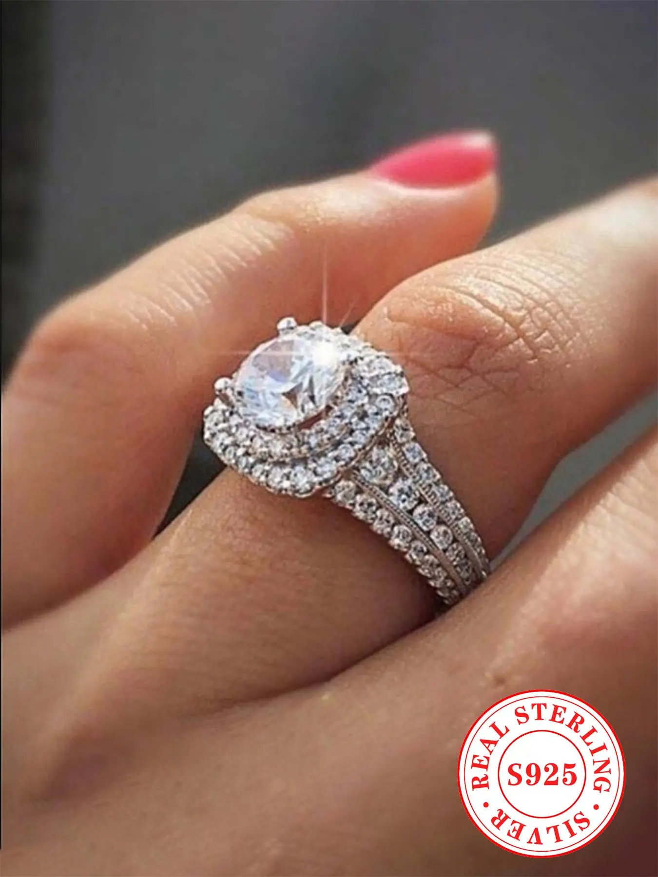 S925 Sterling Silver Fashion Elegant Artificial Diamond Ring, Luxury Jewelry for Women, Trendy All-match & Exquisite Jewelry for Birthday Gift, Artificial Zircon Rings, Statement Ring, Real Rings