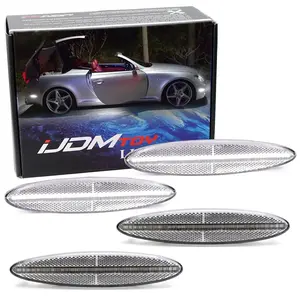 iJDMTOY Semi-Clear Lens White Full LED Front/Rear Bumper Side Marker Light Kit For 2001-10 Lexus SC430, Powered by Total 180-SMD LED