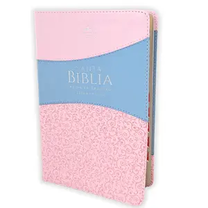 Biblia Letra Grande 12 puntos para Mujer RV1960 imit duotono rosa floral y celeste con indice