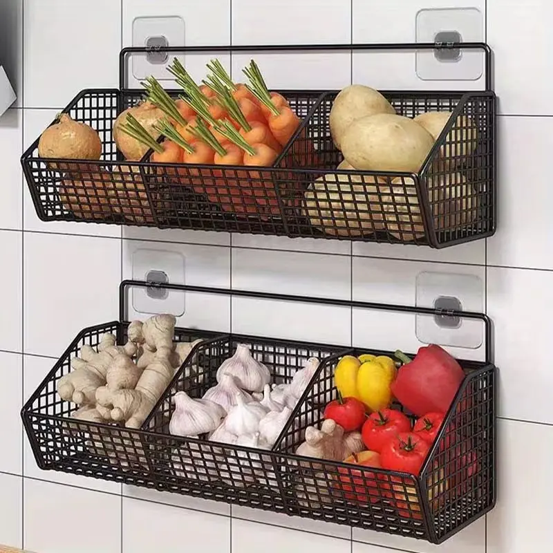 Storage Basket Wire Food Storage Organizer Wall-Mounted Storage Rack Kitchen Bedroom Bathroom Home Wall Rack Sponge Rack Single-Layer Carbon Steel Hanging Basket