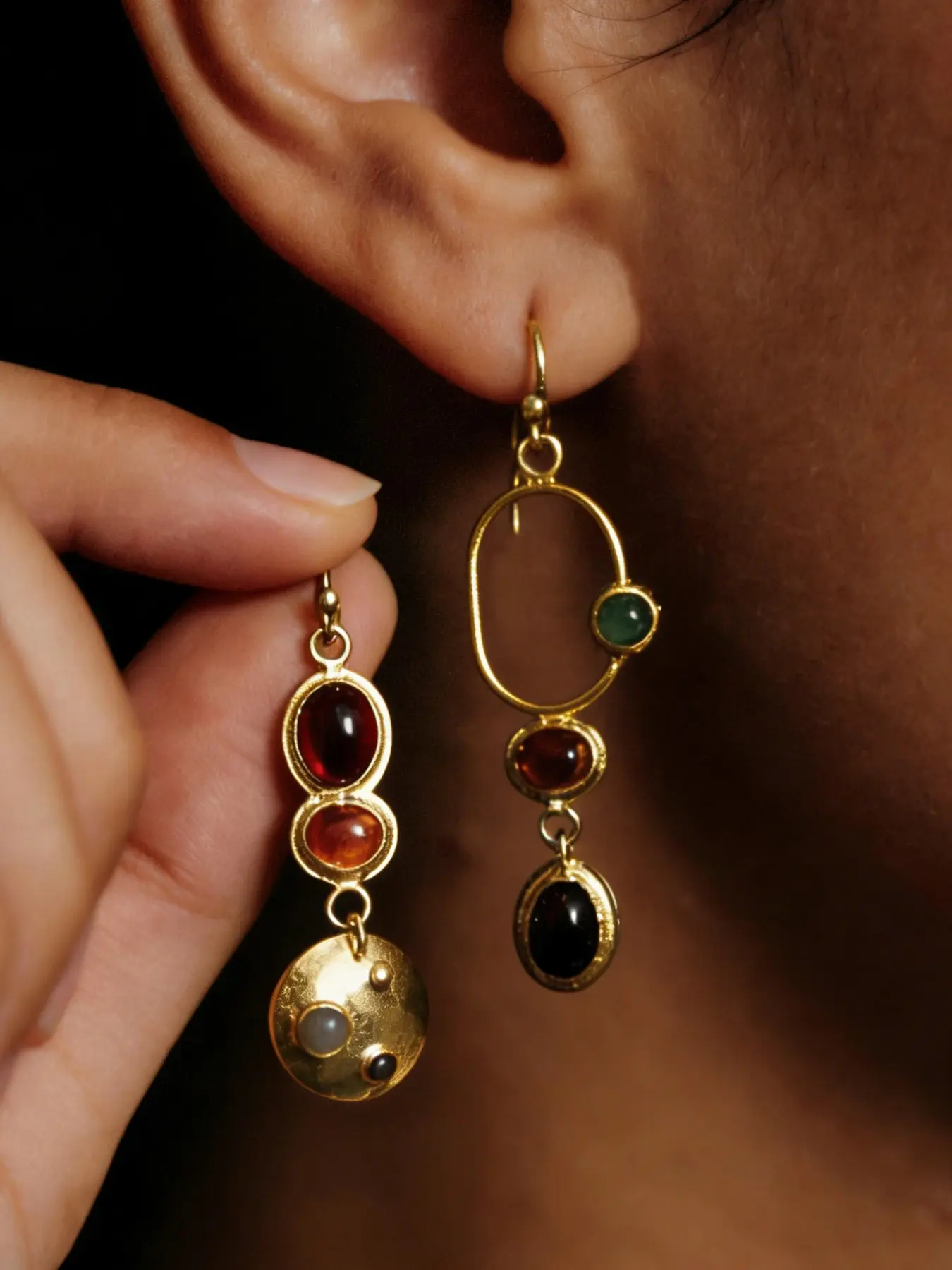 Asymmetric Vintage Colorful Personalized Earrings, Hoop Shape Earrings, Ear Hoops, Creative Geometric Handmade, Suitable for Women, Unique Fashion Accessory, Fashionable Jewelry Accessories