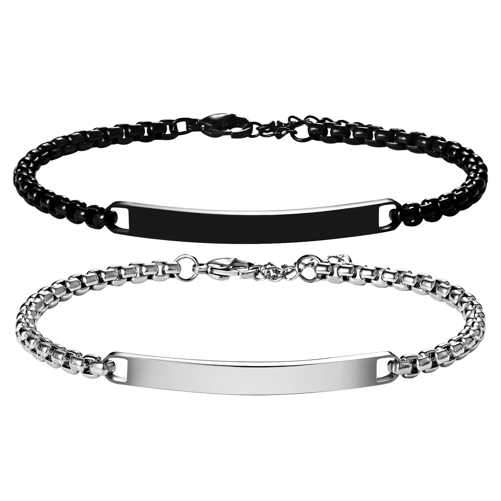 OIDEA Unisex Personalized Engraved Stainless Steel Matching Couple Bracelet Set, Adjustable Fashionable High Quality Hypoallergenic Non Tarnish Bangle, Customized Anniversary Gifts, Fashionable Bracelet, High Quality Bracelet