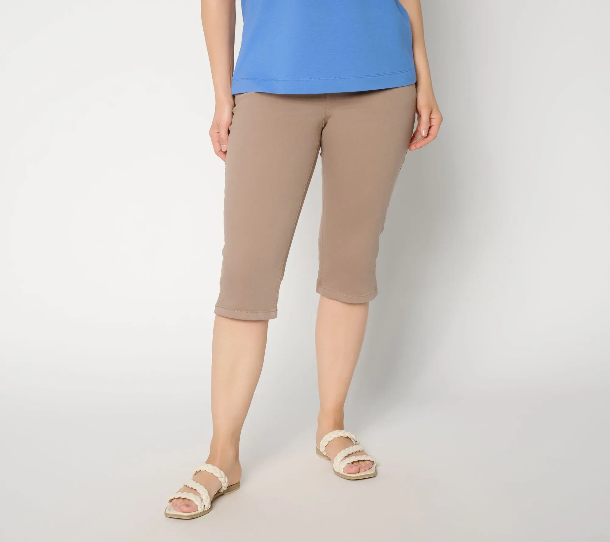 Susan Graver Stretch Denim Petite Pull-On Pedal Pusher