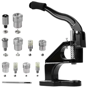 Manual Rivet Press Set, Hand Press Snap Riveter Eyelet Installation Tool  Buttons, Rivets & Eyelets on Leather Fabric (6/8/10mm) with 3 Snap Dies, 3 Rivet Dies, 325 Accessories