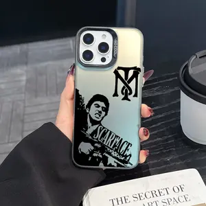 1 Scarface Phone Case, Fashionable and Creative Trendy iPhone Phone Case, Gradient Color Silver Phone Case, Suitable for iPhone 17 Pro Max, Compatible with iPhone 7-17 Series/pro max/plus/air/E/mini/x/xs/xr