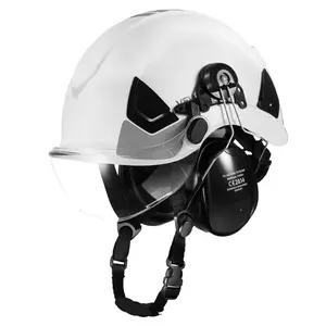 VEVOR Industrial Safety Helmet, Summervibes,Summervibes, ANSI/ISEA Z89.1 Approved ABS Hard Hat with Visor & Earmuffs, 6-Point Ratchet Suspension, Adjustable Vented Hardhat for Men & Women, for Outdoor Construction Workwear