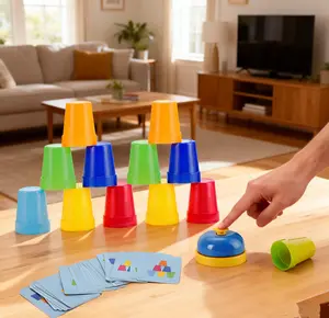 SEISSO Speed Stacking Cups Game for Kids | 30 Cups + 54 Challenge Cards + Bell