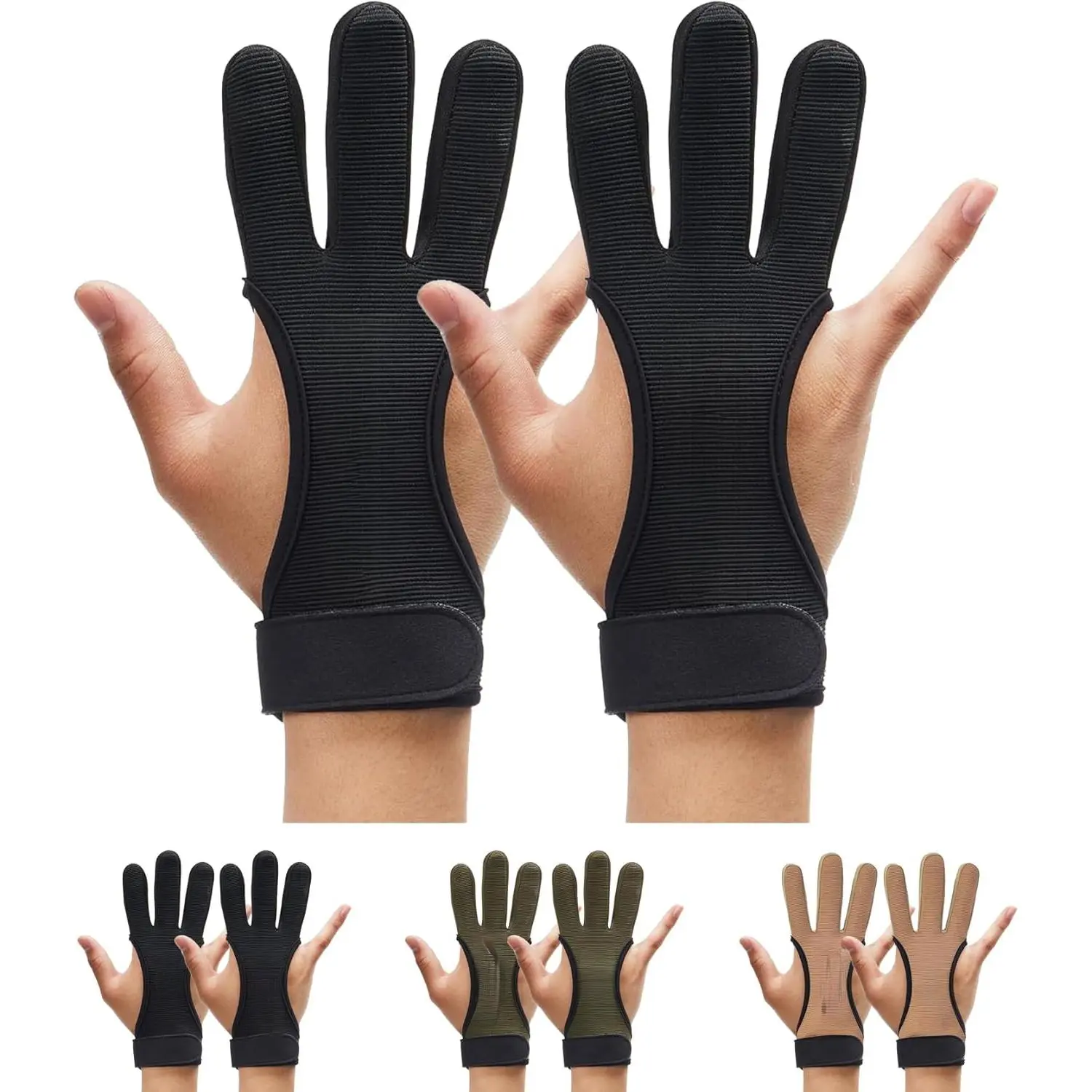 Archery Gloves 2 Pack Shooting Hunting Leather Guard 3-Finger Guard for Youth Adult Man Woman and Beginner Recurve Arrow Bow Archery Protective Gear Accessories