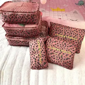 6 Piece Leopard Print Travel Cube Set, Packing Cubes, Multifunctional Luggage Bag, Travel Organizer, Travel Clothes Organizer, Ideal for Clothing, Underwear, Socks, Cosmetics, Travel Accessories