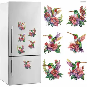 2D FLAT6/8/12 Pcs Diamond Painting Magnets Refrigerator Diamond Painting Fridge Magnetic Stickers Diamond Art Fridge Magnets Sticker DIY Diamond PaintiDiamonds Painting Kits Includes All the Materials, Offering a Relaxing and Enjoyable Crafting Experience