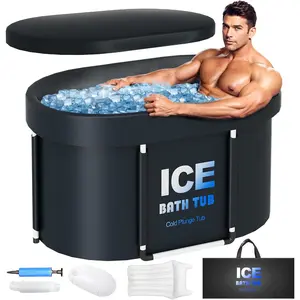 Oval Ice Bath Tub for Athletes with Cover, 130 Gal Capacity Cold Plunge Tub for Recovery and Cold, Ice Baths for Home, Gym, Indoor, Use
