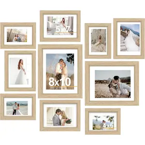 10 Pack Picture Frames Collage Wall Decor - Gallery Wall Frame Set with Mat for Wall Mounting or Tabletop Display, Including Two 8x10, Four 5x7, Four 4x6 Photo Frames, Real Glass