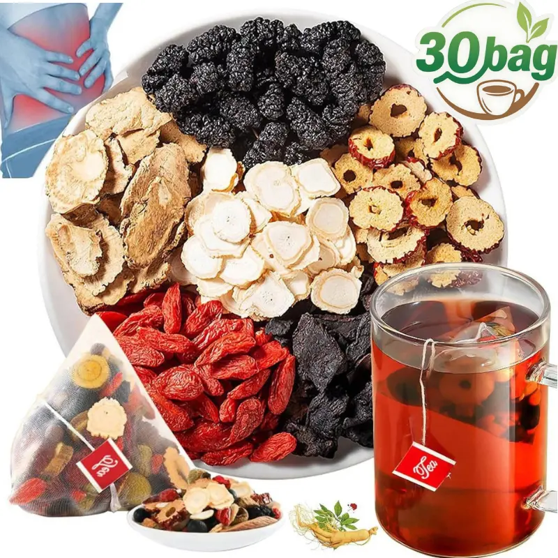 30 Tea Bags-Eight Treasure Wolfberry Kidney Tea, Organic Cleanse Tea, Ginseng Renal Tea, Traditional Herbal Blend – Gentle detox, For Men & Women beverage Cleansing mulberry chinese health