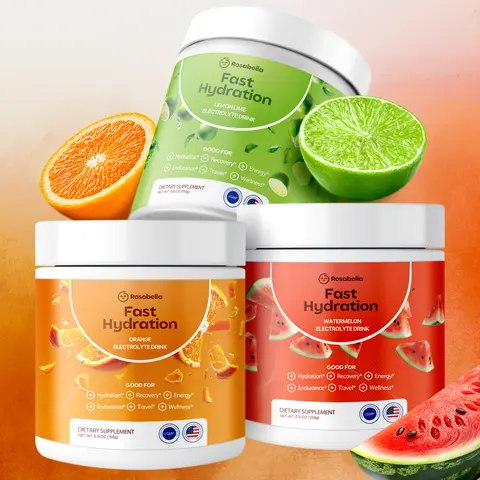 Rosabella Electrolytes For Fast Hydration, Fast Recovery, Electrolyte Imbalance - 3 Pack -  30 Servings Each (Orange, Lemon Lime & Watermelon)