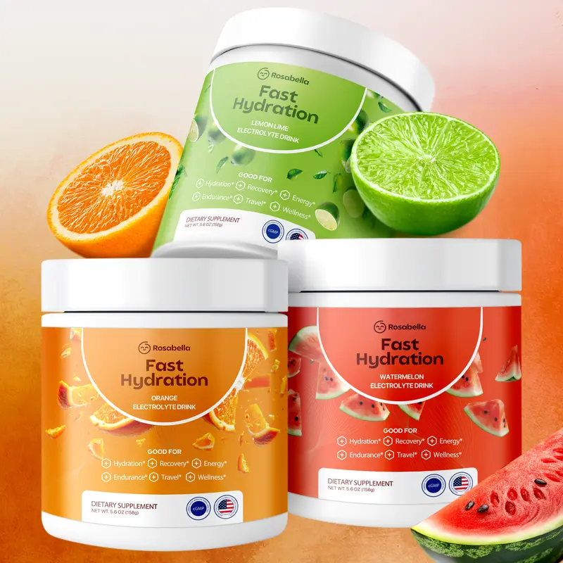 Rosabella Electrolytes For Fast Hydration, Fast Recovery, Electrolyte Imbalance - 3 Pack -  30 Servings Each (Orange, Lemon Lime & Watermelon)