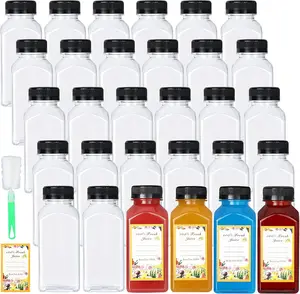 30 Pack 8oz Empty Plastic Bottles with Leak-Proof Caps  Grade Recyclable Bulk Beverage Containers Clear PET Bottles for Homemade Juice, Smoothie, Milk and Drinks