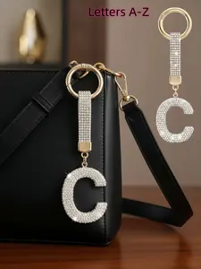 Shiny Rhinestone Letter Keychain, Lucky Crystal Pendant, Sparkling Alloy Charm, Keychain Jewelry, Perfect Gift for Bags and Backpacks, Women and Girls