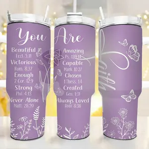 Purple Christian Gifts for Women Tumbler 40oz with Handle, Religious Gifts for Women, Spiritual Encouragement Gifts, Bible Verse Christian Tumbler, Birthday Gift, Christmas Gift for Mom, Grandma, Sister, Friend