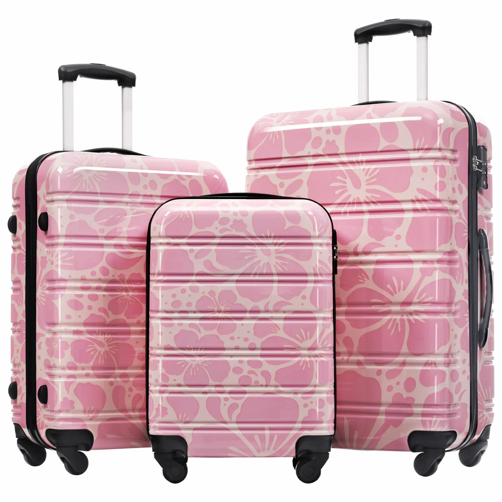 Polycarbonate Multi-Size 3-Piece Hardshell Spinner Luggage Set with TSA Lock, Lightweight 20"+24"+28" Suitcases for Family Use
